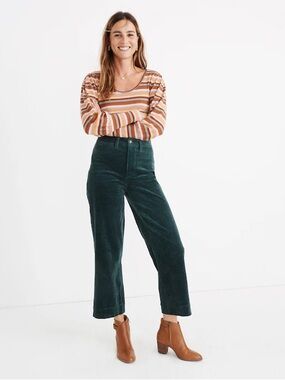 Madewell Slim Emmett Wide-Leg Crop Pants: Corduroy Edition | Size 26